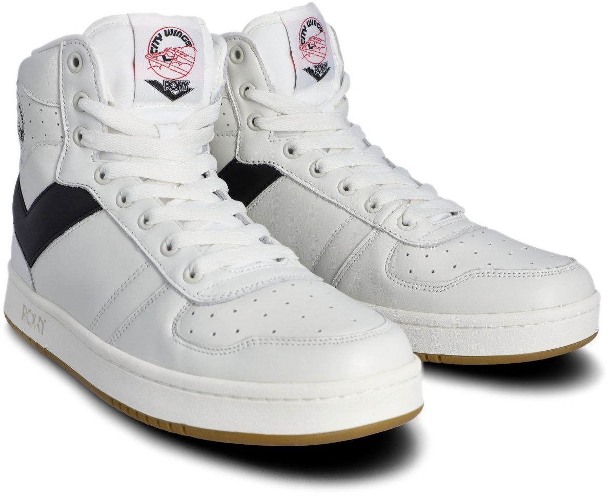 Unisex Pony City Wings High Top Trainers In White Black Soletrader