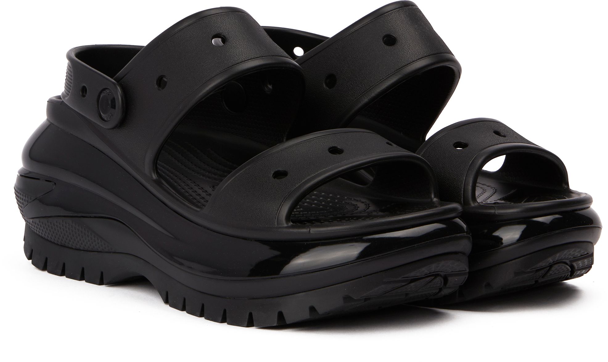 Damen Crocs Mega Crush 2 Strap Schuhe In Schwarz Soletrader