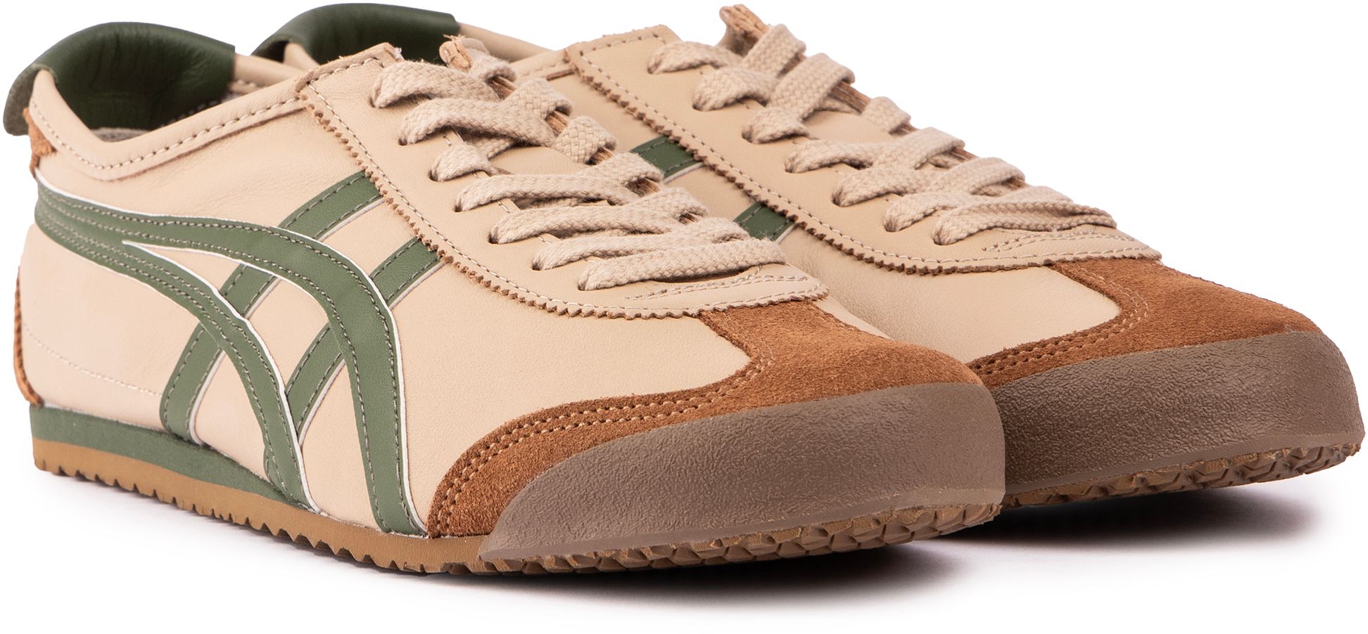 Mens Onitsuka Tiger Mexico 66 Trainers In Beige Grass Green Soletrader