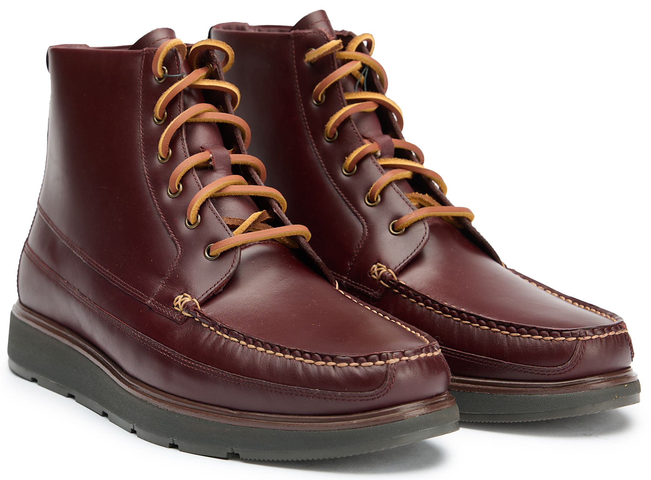 Cole Haan Brown Leather Moc Toe Boots with Red Lining Cole Haan Men main image 4