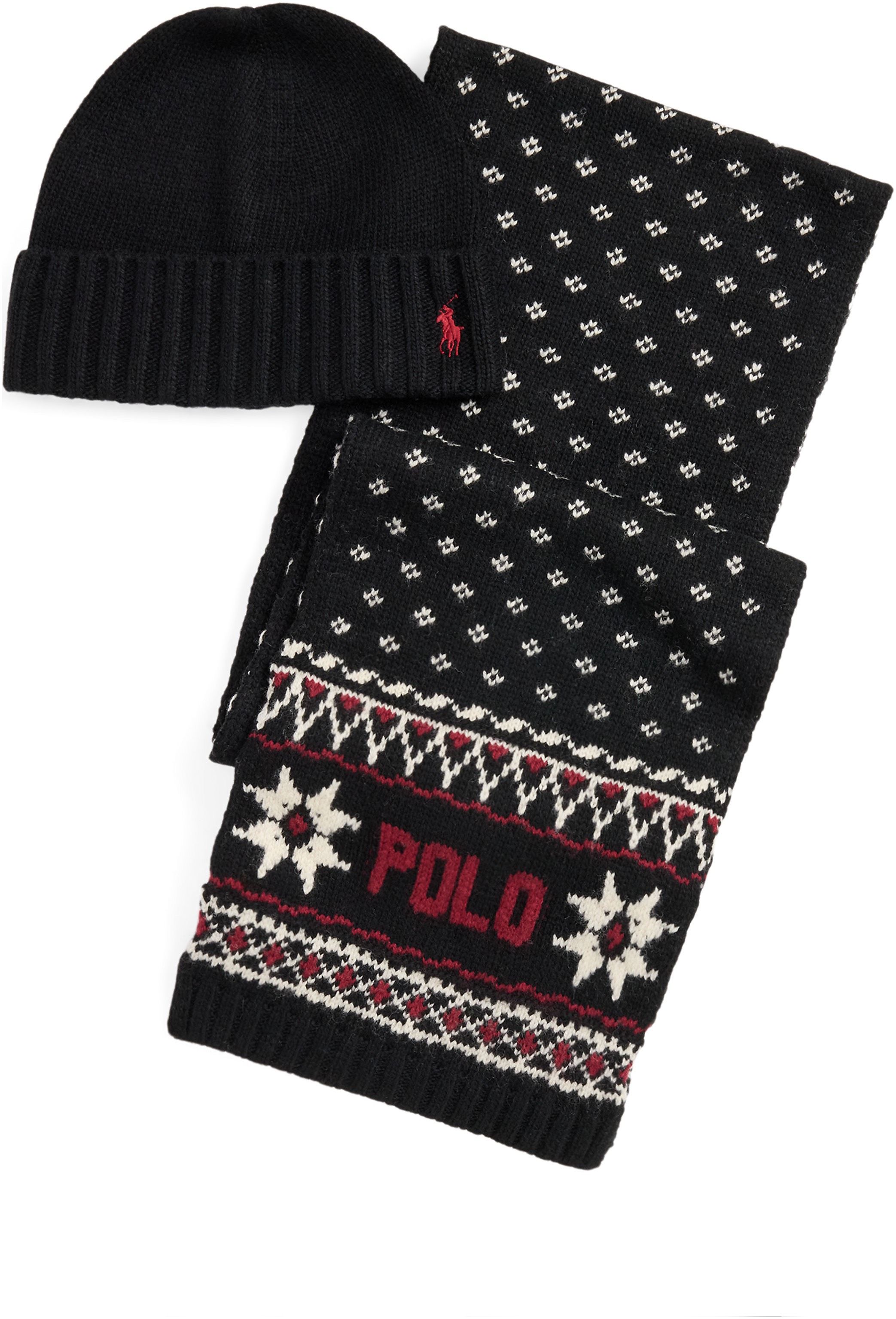Mens Polo Ralph Lauren Nordic Beanie & Hat Gift Set In Black