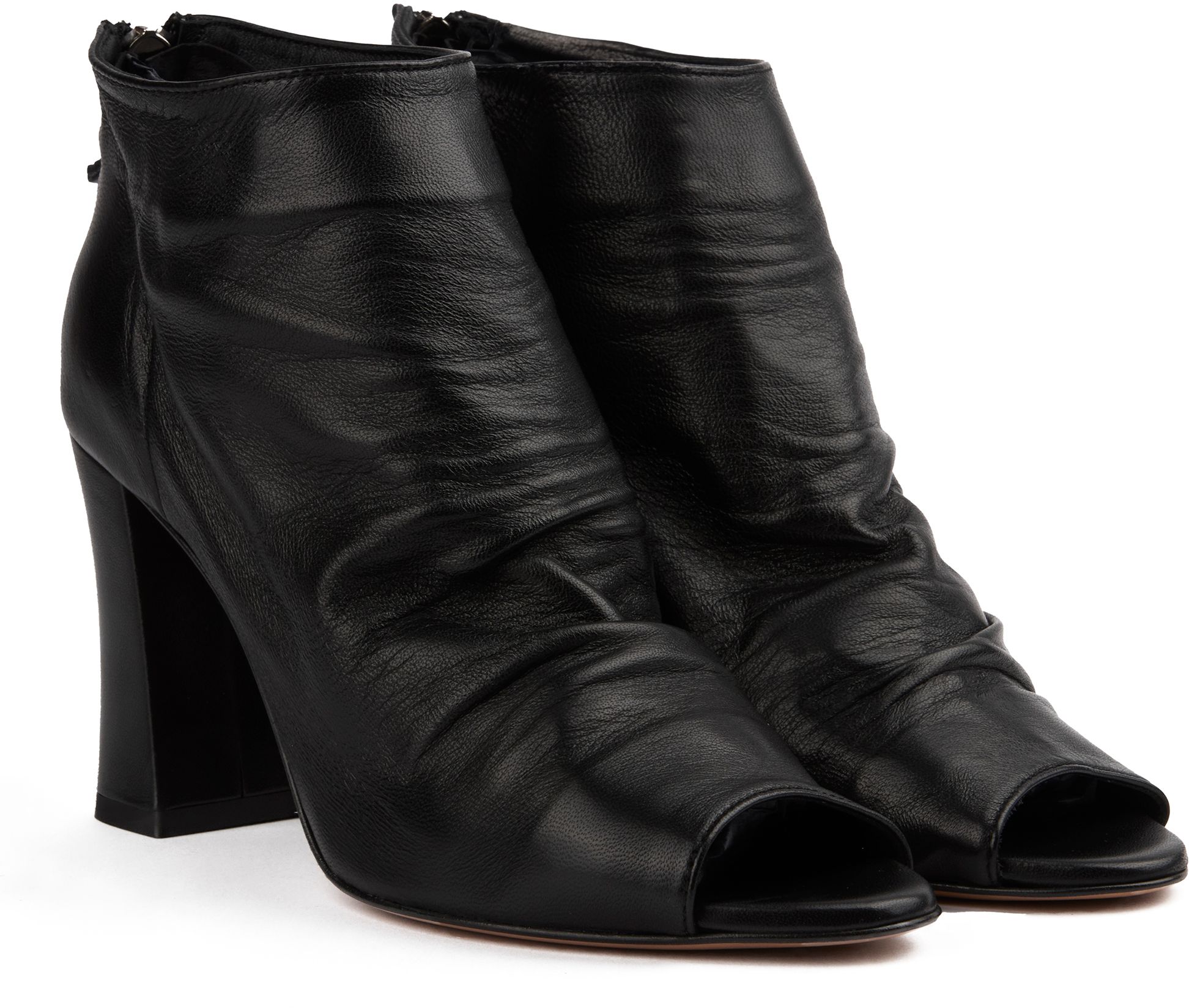 Peep toe black heeled boots on sale