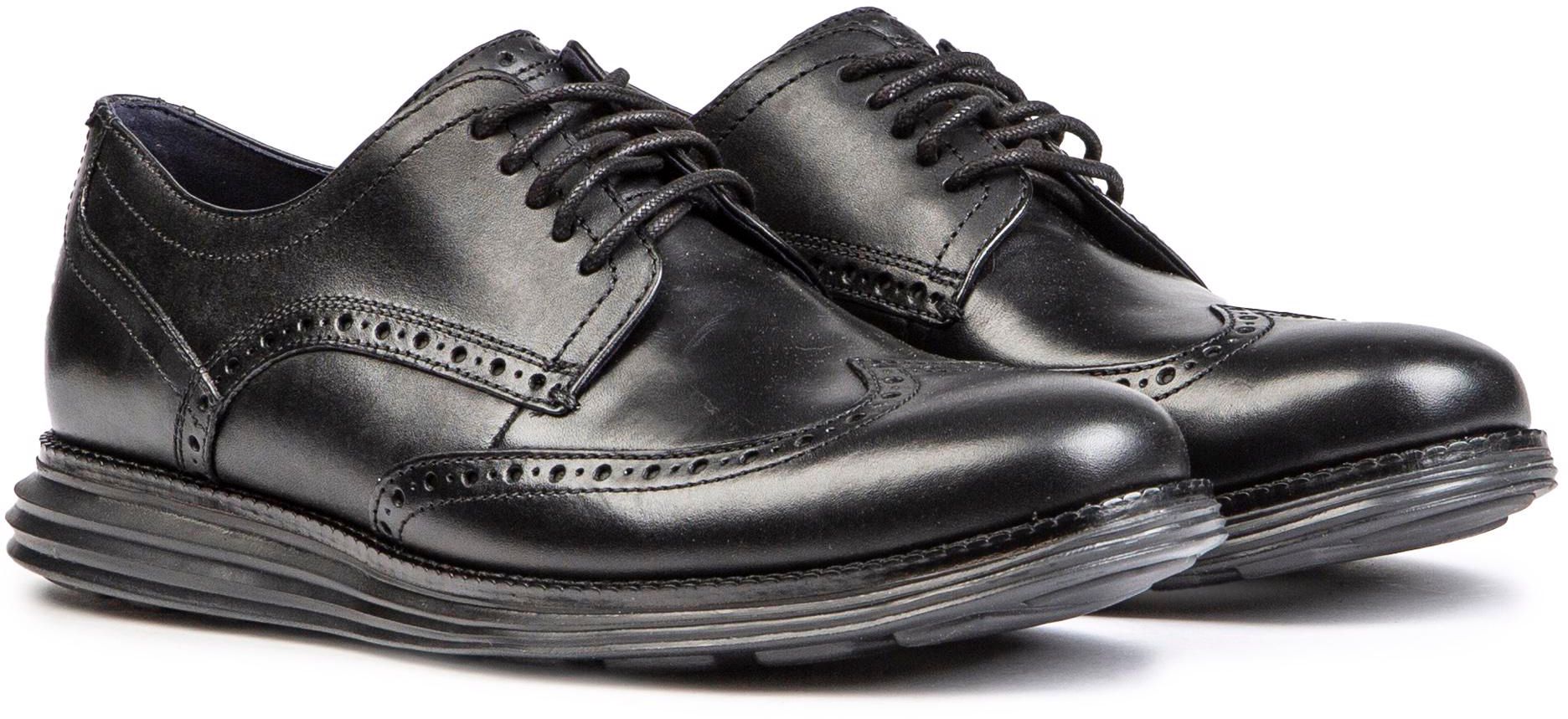 Mens Cole Haan Original Grand Wingtip Shoes In Black | Soletrader