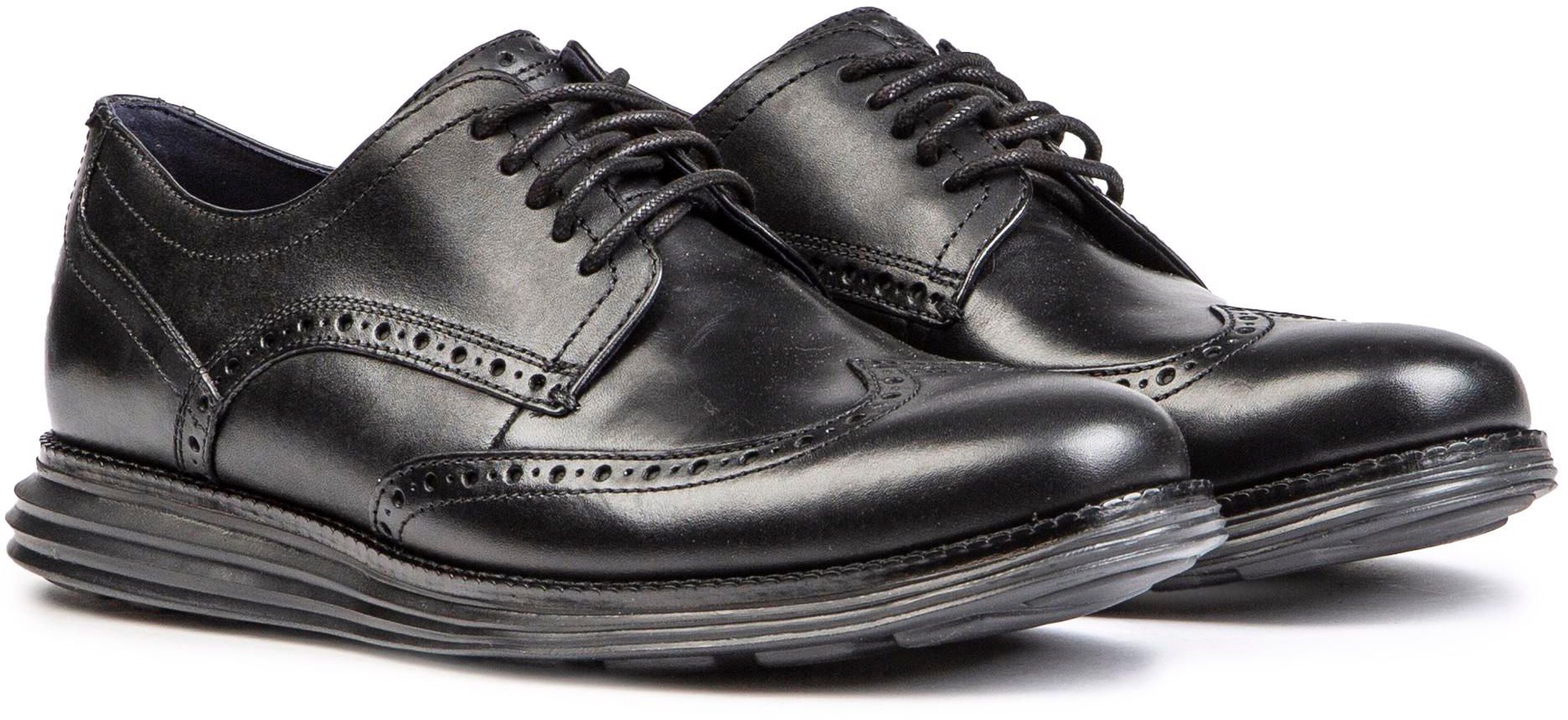 Mens Cole Haan Original Grand Wingtip Shoes In Black Soletrader