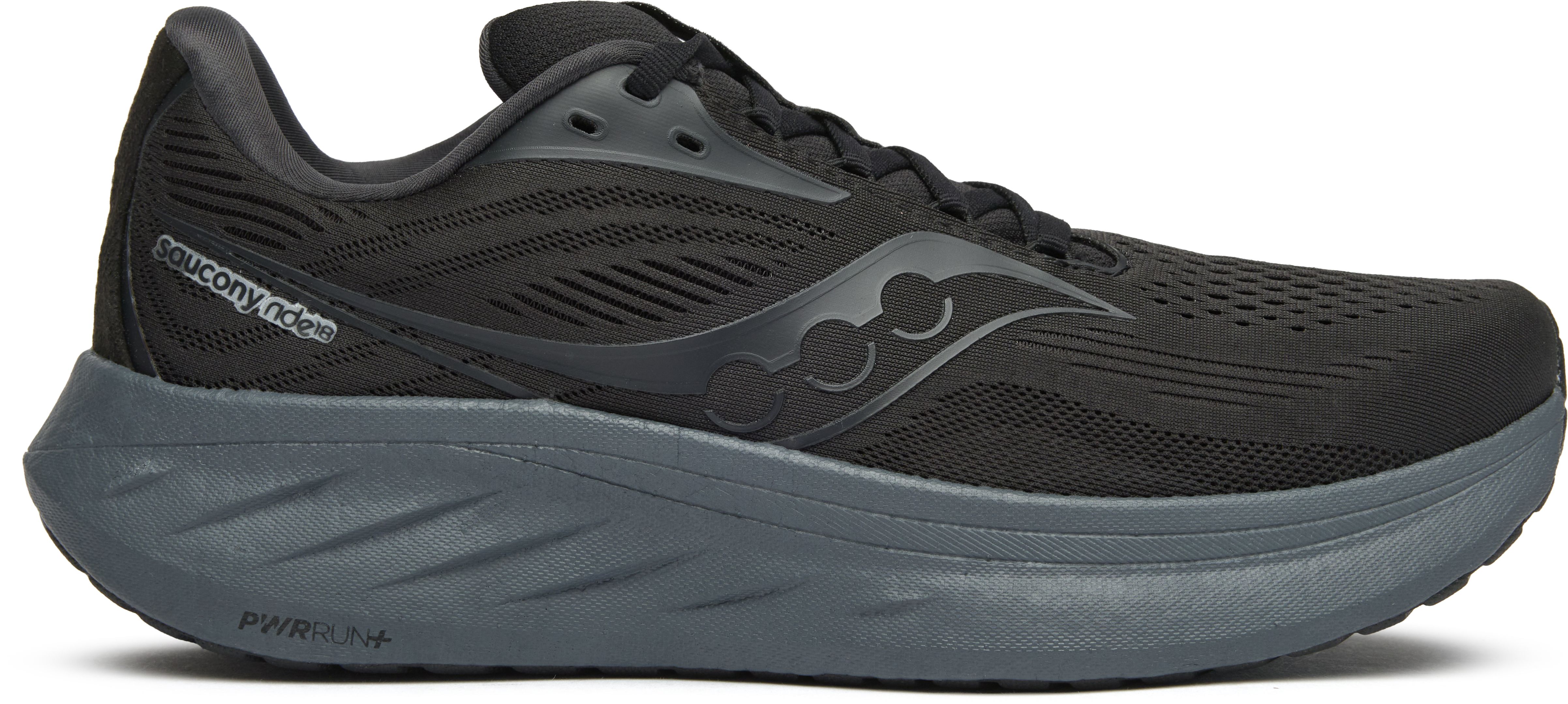 Mens Saucony Ride 18 Sneakers In Black Black | Soletrader display picture 2