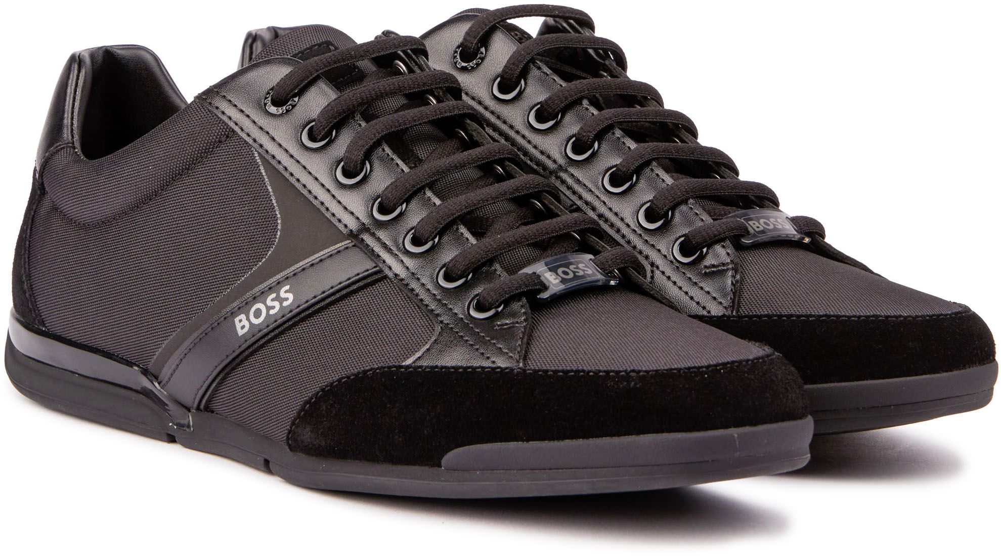 Mens Boss Saturn Core Sneakers In Black Soletrader