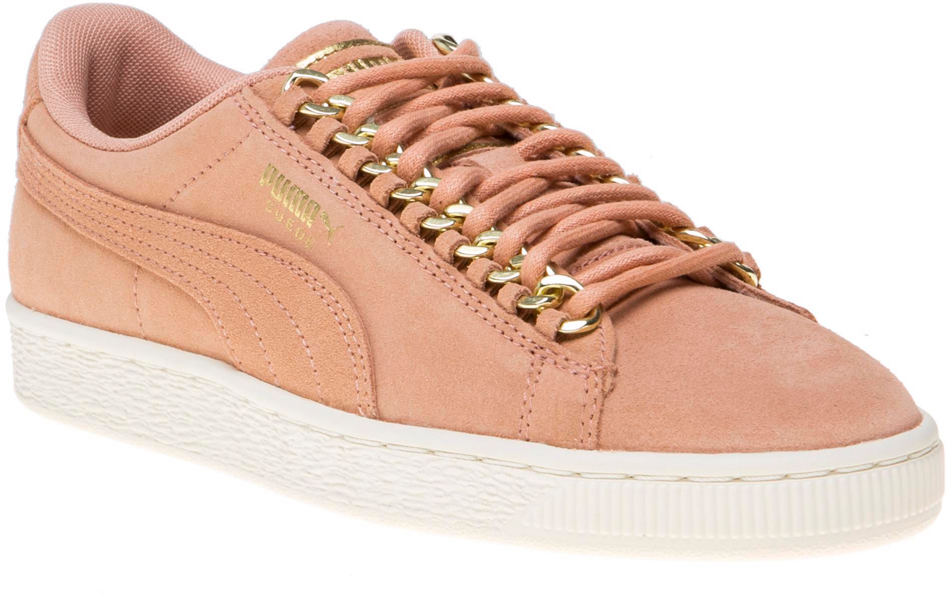 Womens Puma Suede Classic X Chain Trainers In Dusty Coral Puma Team Gold Soletrader