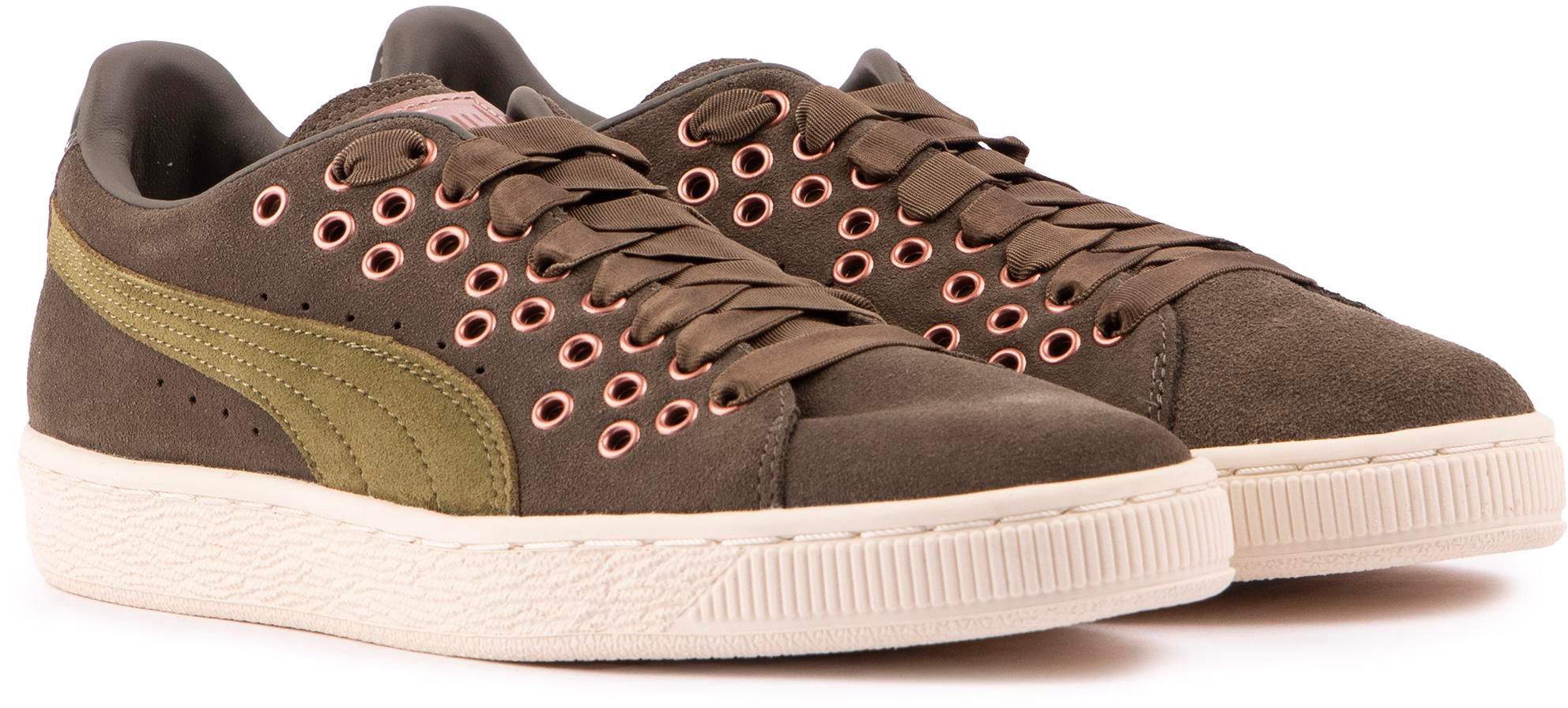 Womens Puma Suede Xl Lace Sneakers In Olive Night Soletrader