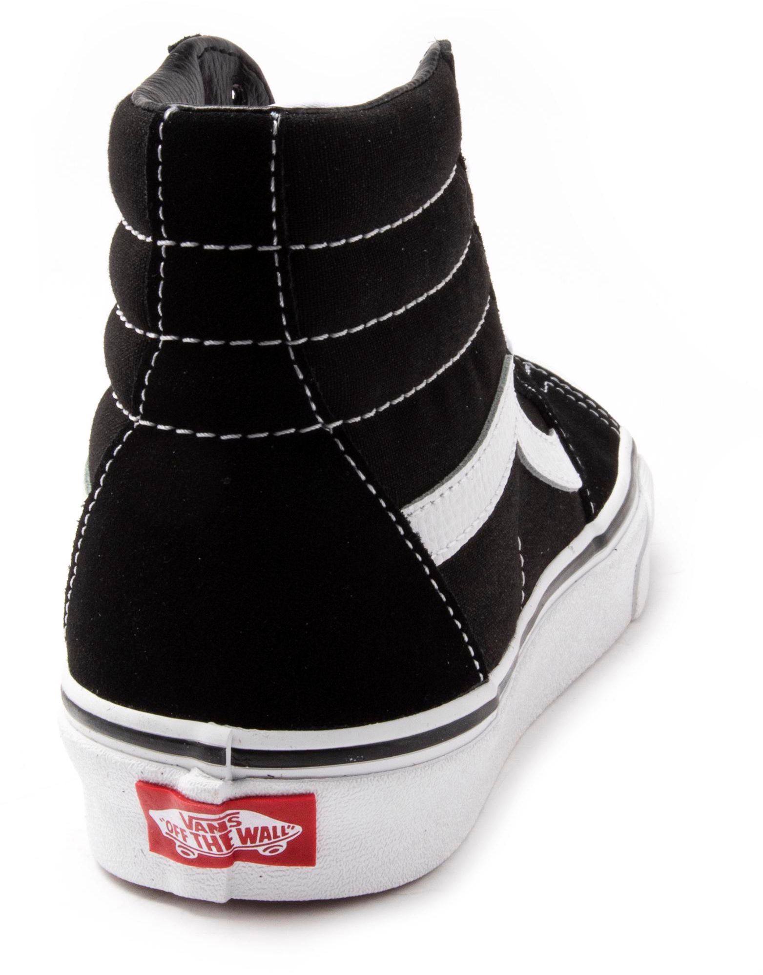 Boys Girls Vans Sk8 Hi Sneakers In Black White Soletrader