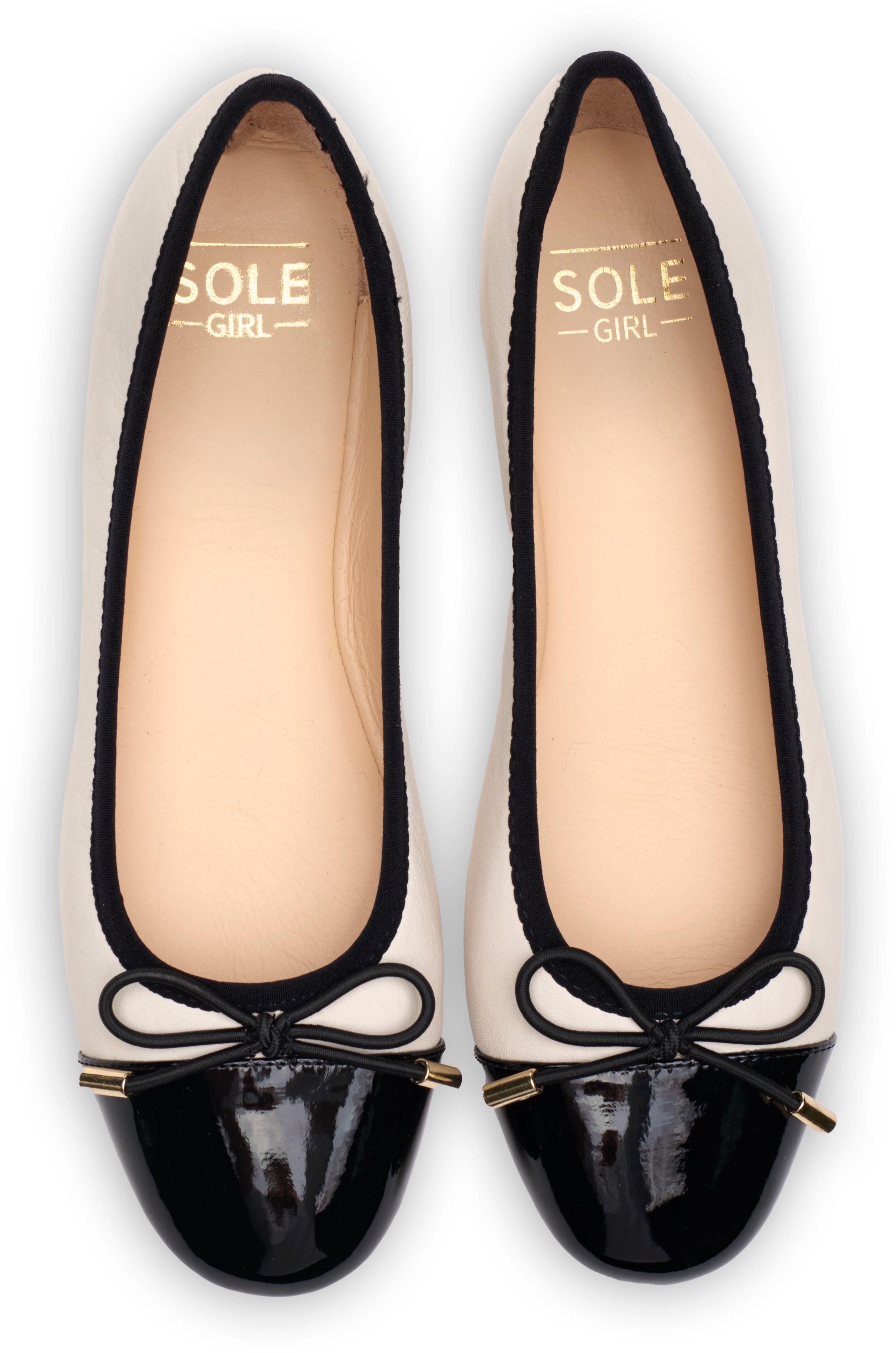 Womens Sole Sky Ballet Pump Shoes In Cream Black Soletrader