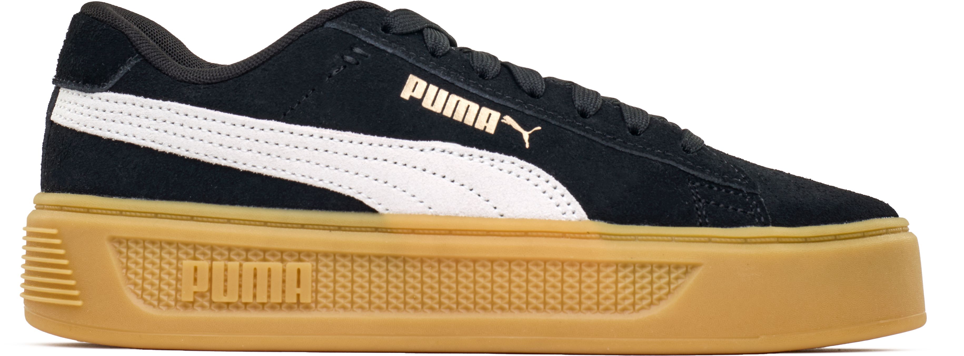 Womens Puma Smash Platform Trainers In Black Soletrader