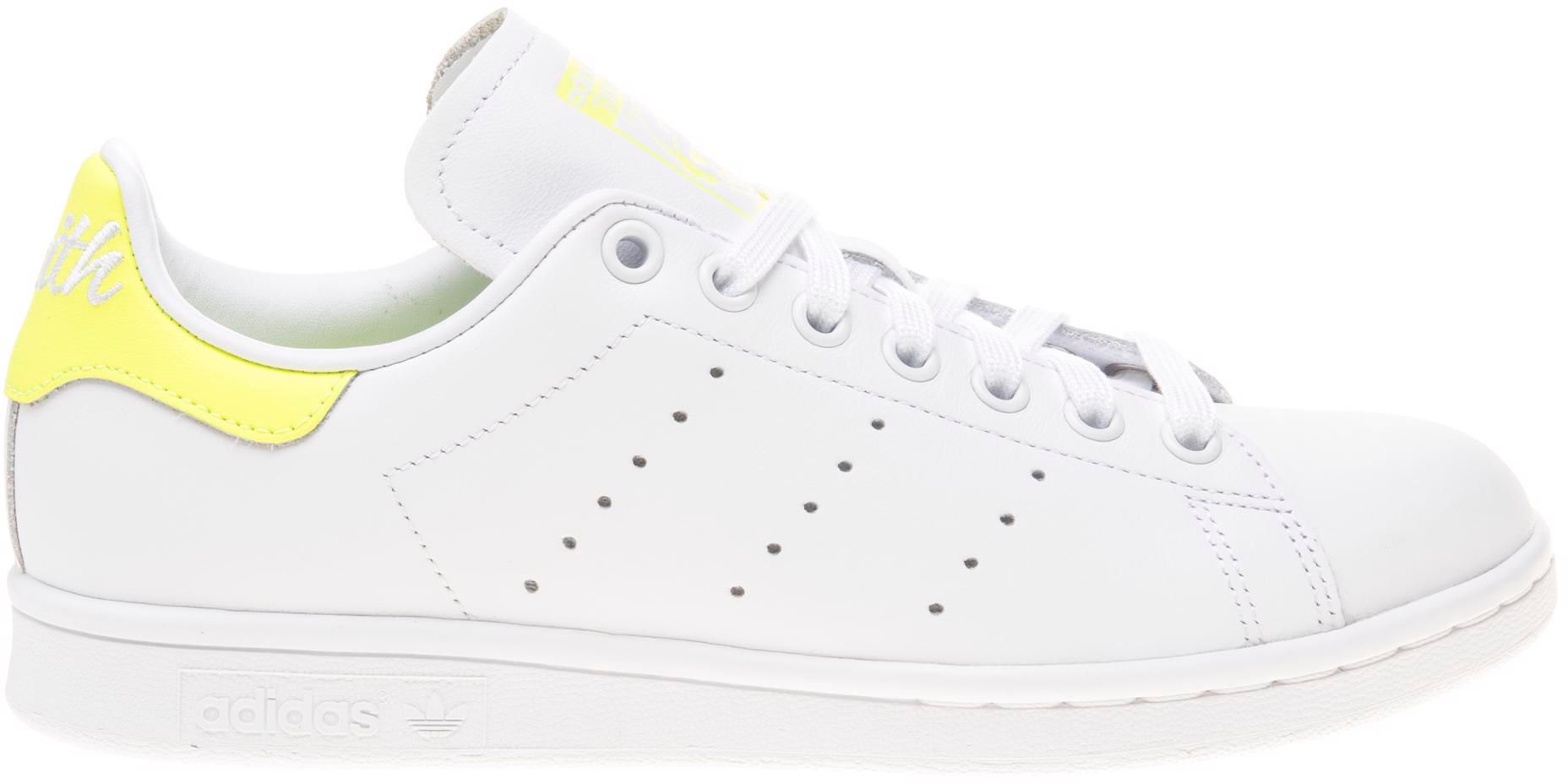 Womens Adidas Stan Smith Trainers In White Yellow Soletrader