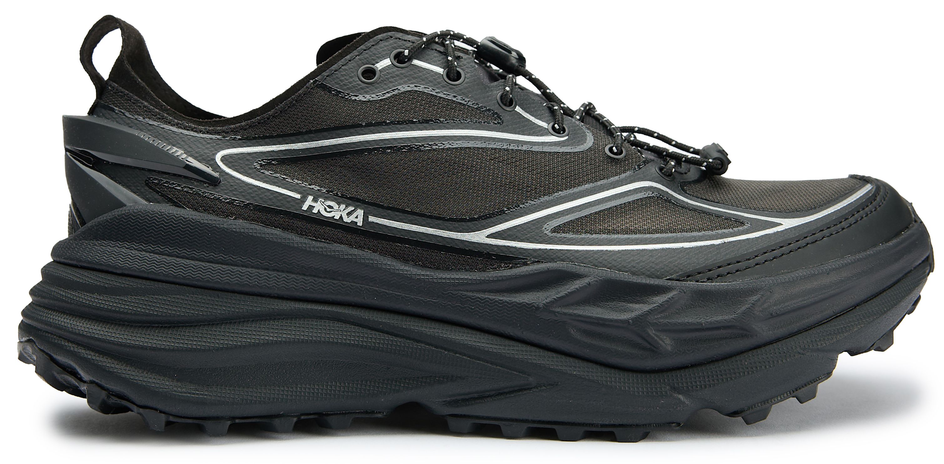 Mens Hoka Stinson One7 Sneakers In Black Silver | Soletrader