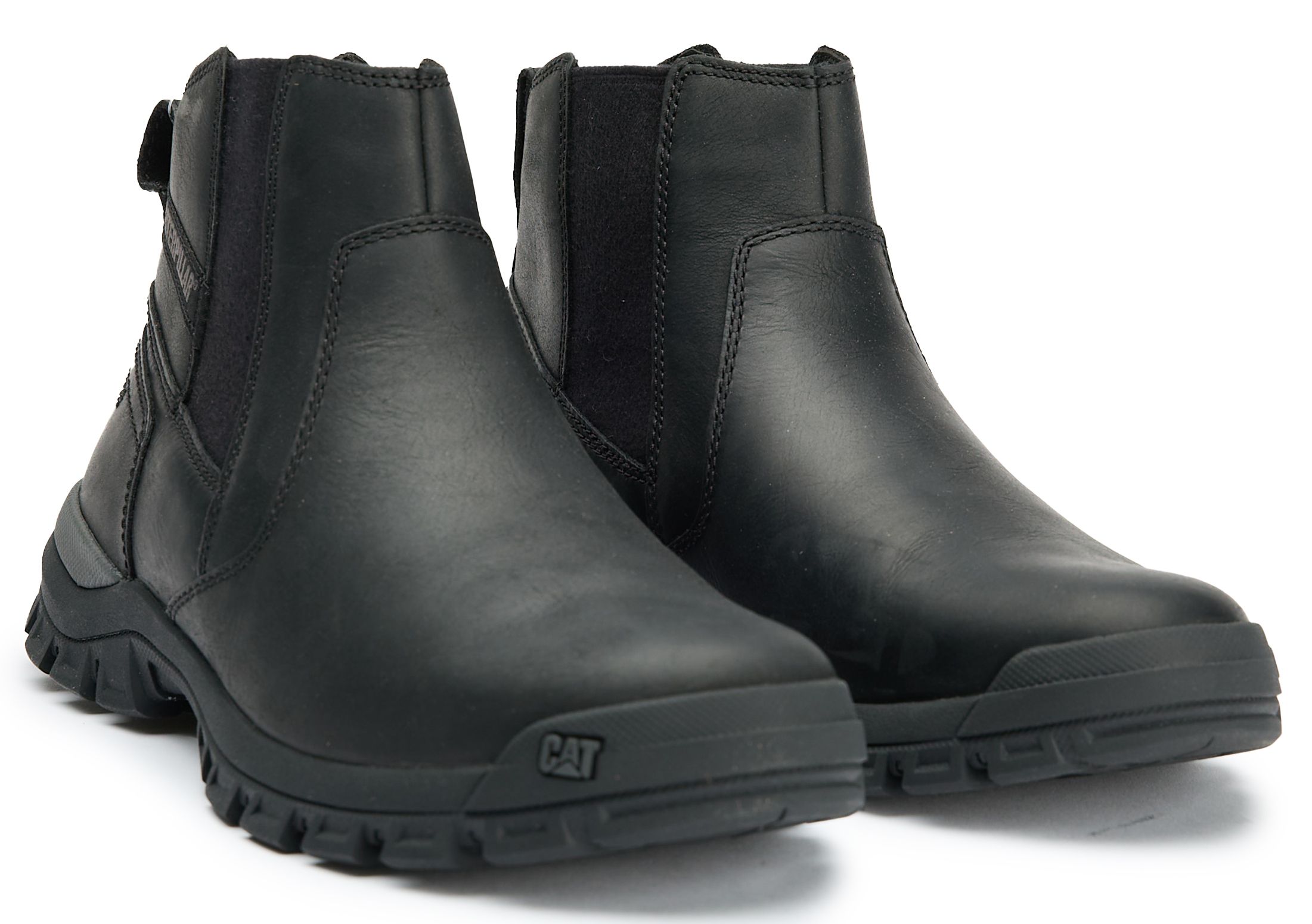 Caterpillar Men\'s Black Leather Boots Mens Caterpillar Threshold Chukka Boots In Black | Soletrader main image 3