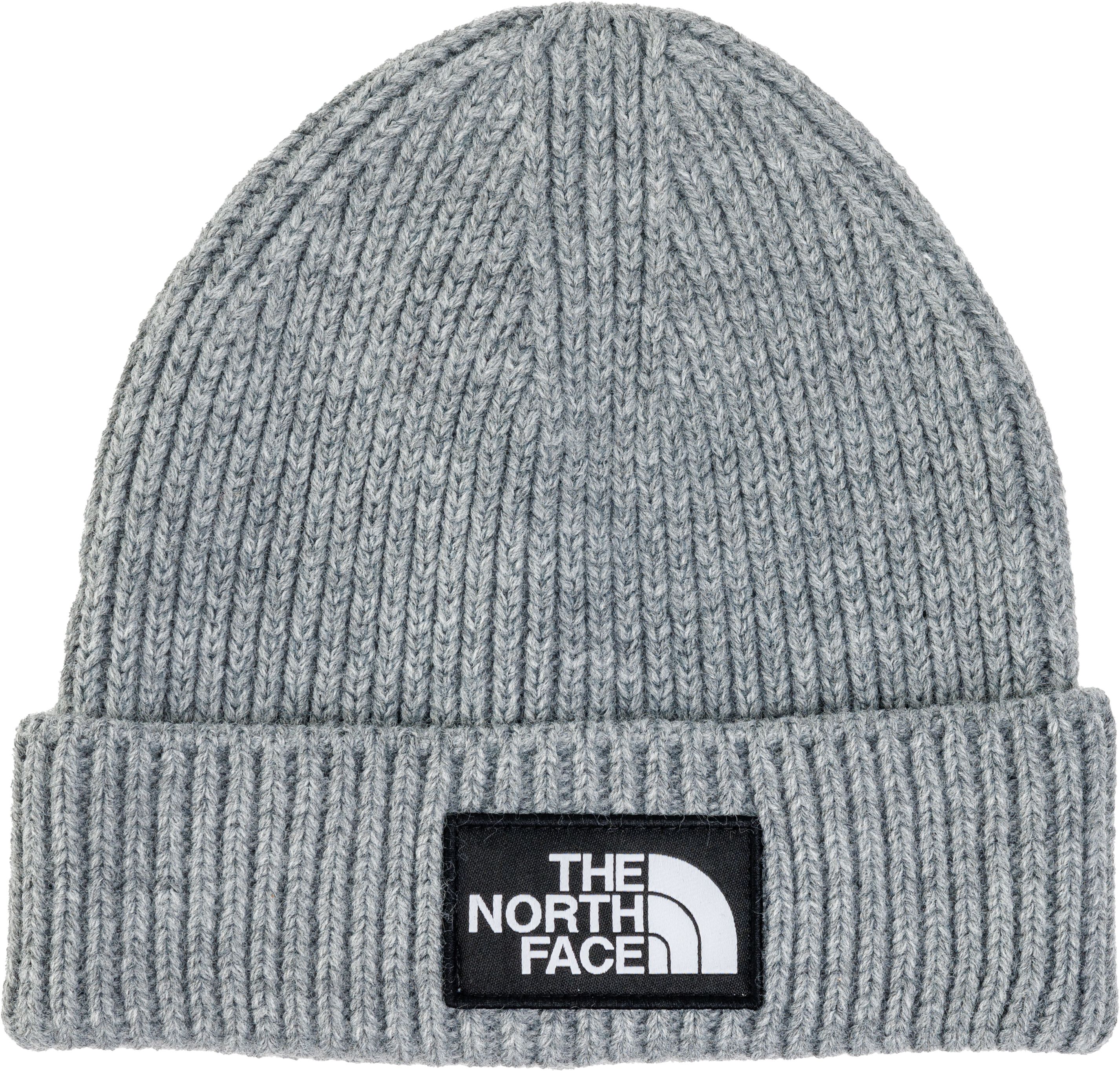 Mens The North Face Turn Cuff Logo Beanie In Grey Soletrader