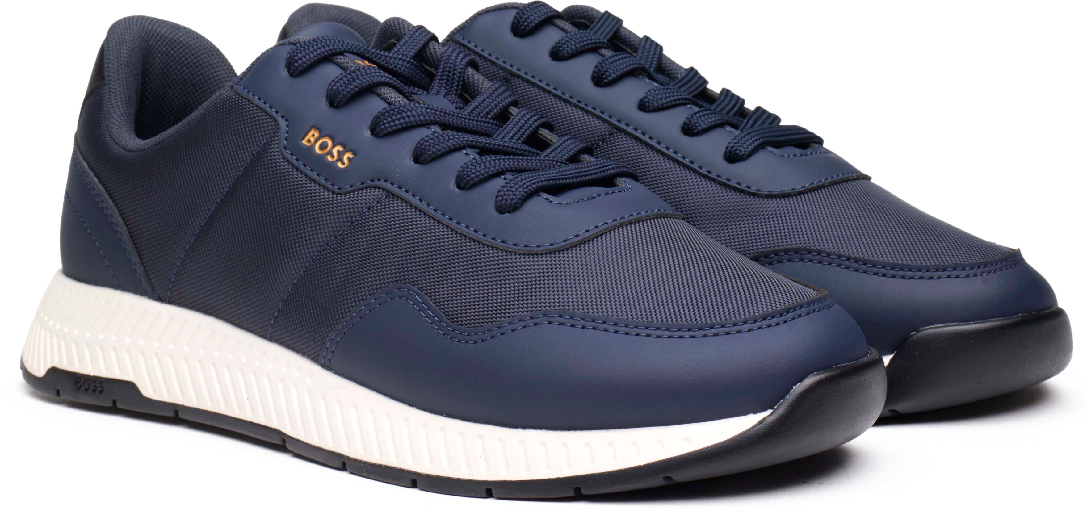 Mens Boss Titanium Runn Sneakers In Navy Soletrader