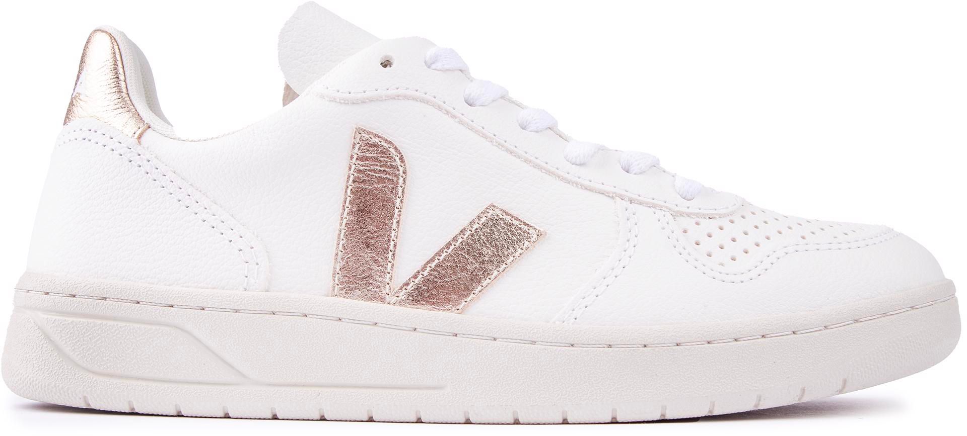 Womens Veja V10 Leather Sneakers In White/Platine | Soletrader