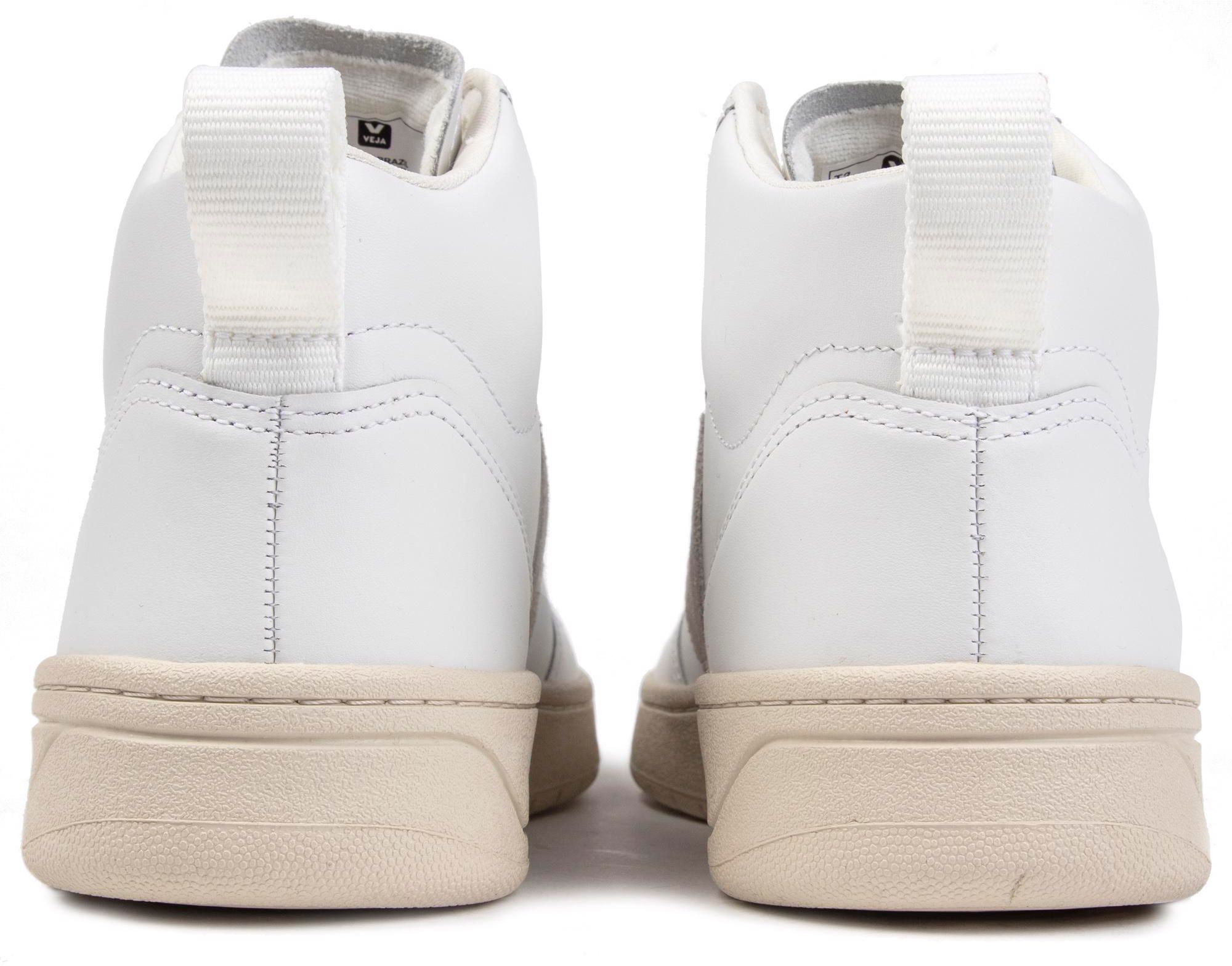 Womens Veja V15 Leather Sneakers In White/Beige | Soletrader