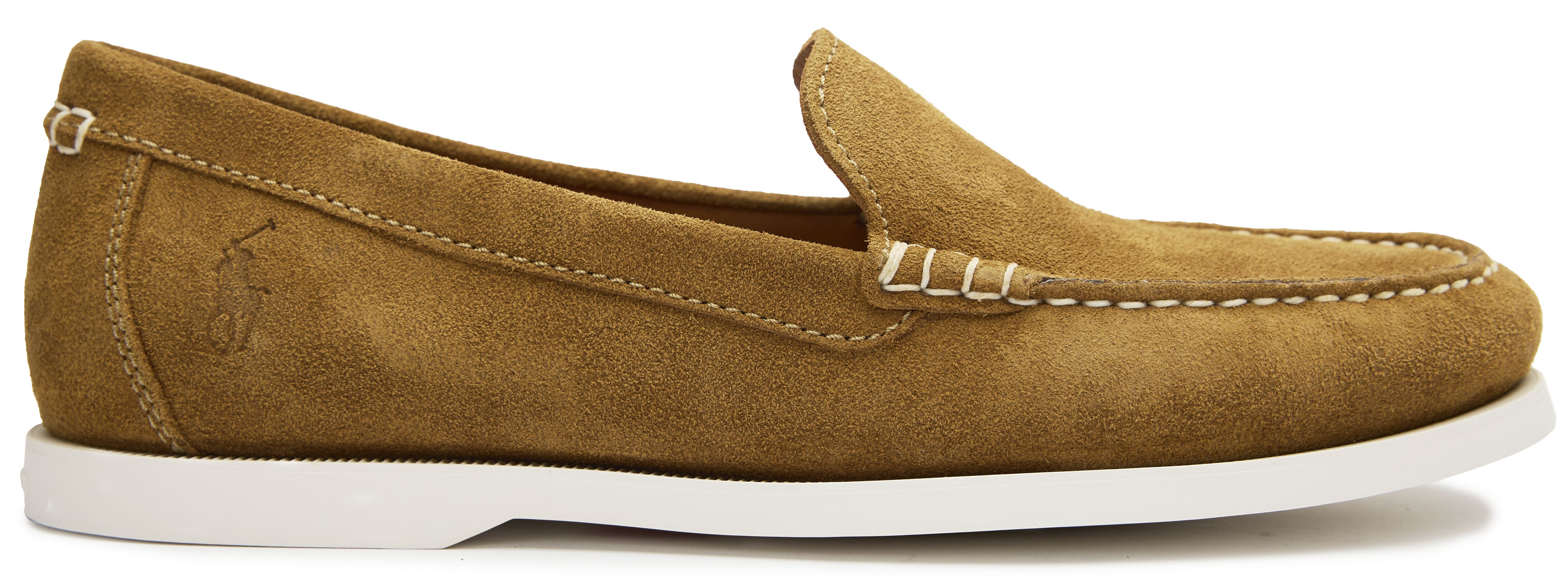 Mens Polo Ralph Lauren Merton Suede Venetian Shoes In Desert 