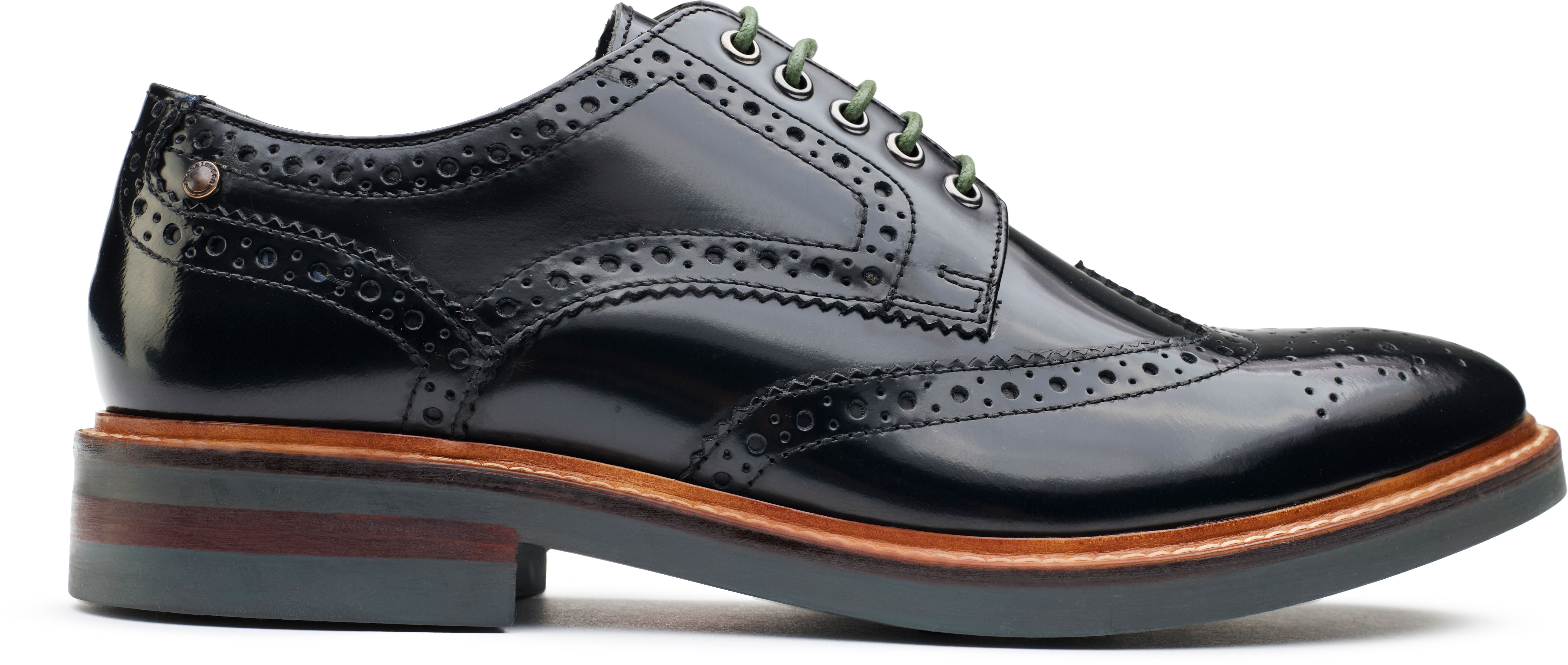 Mens Base London Woburn Shoes In Hi Shine Black Soletrader