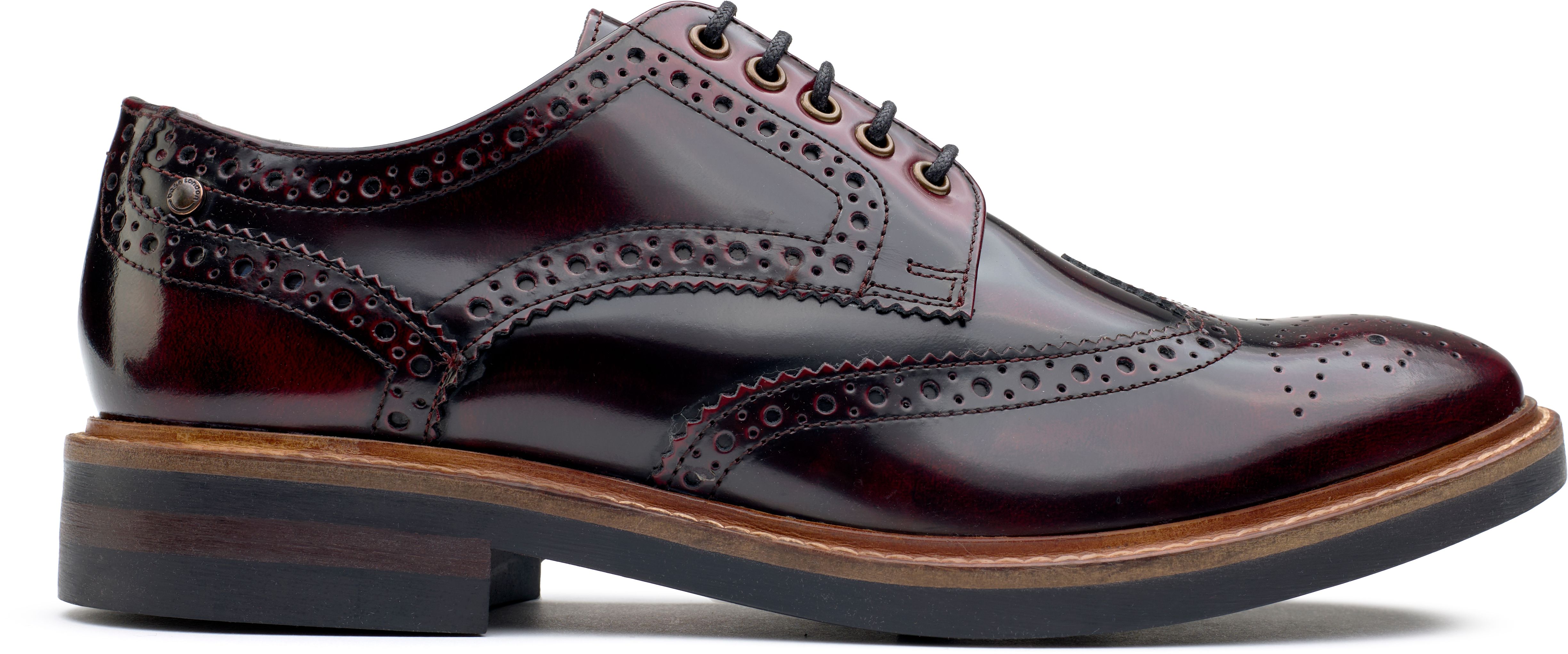 Mens Base London Woburn Shoes In Hi Shine Bordo Soletrader