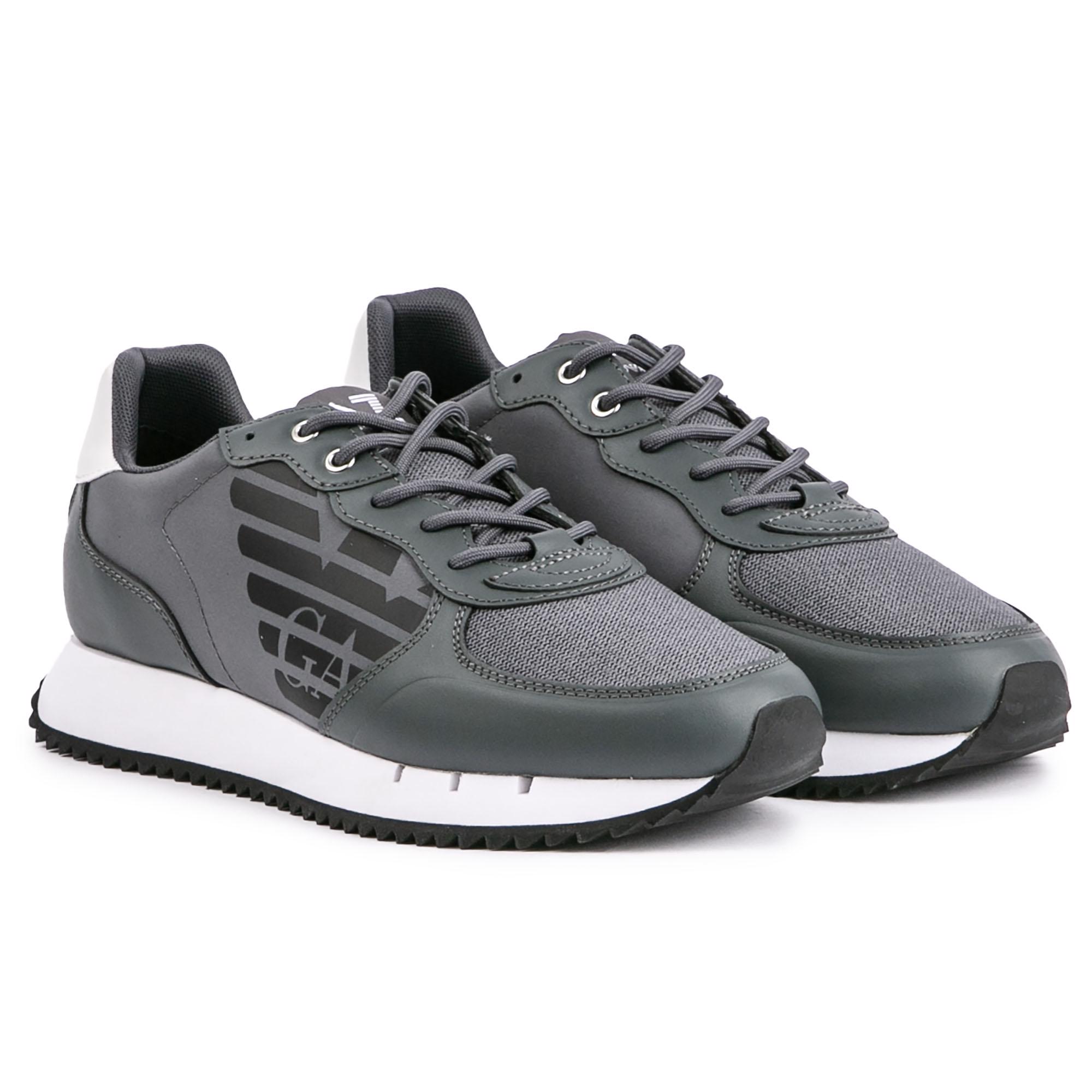 EA7 Mens Vintage Eagle Running Style Trainers Grey