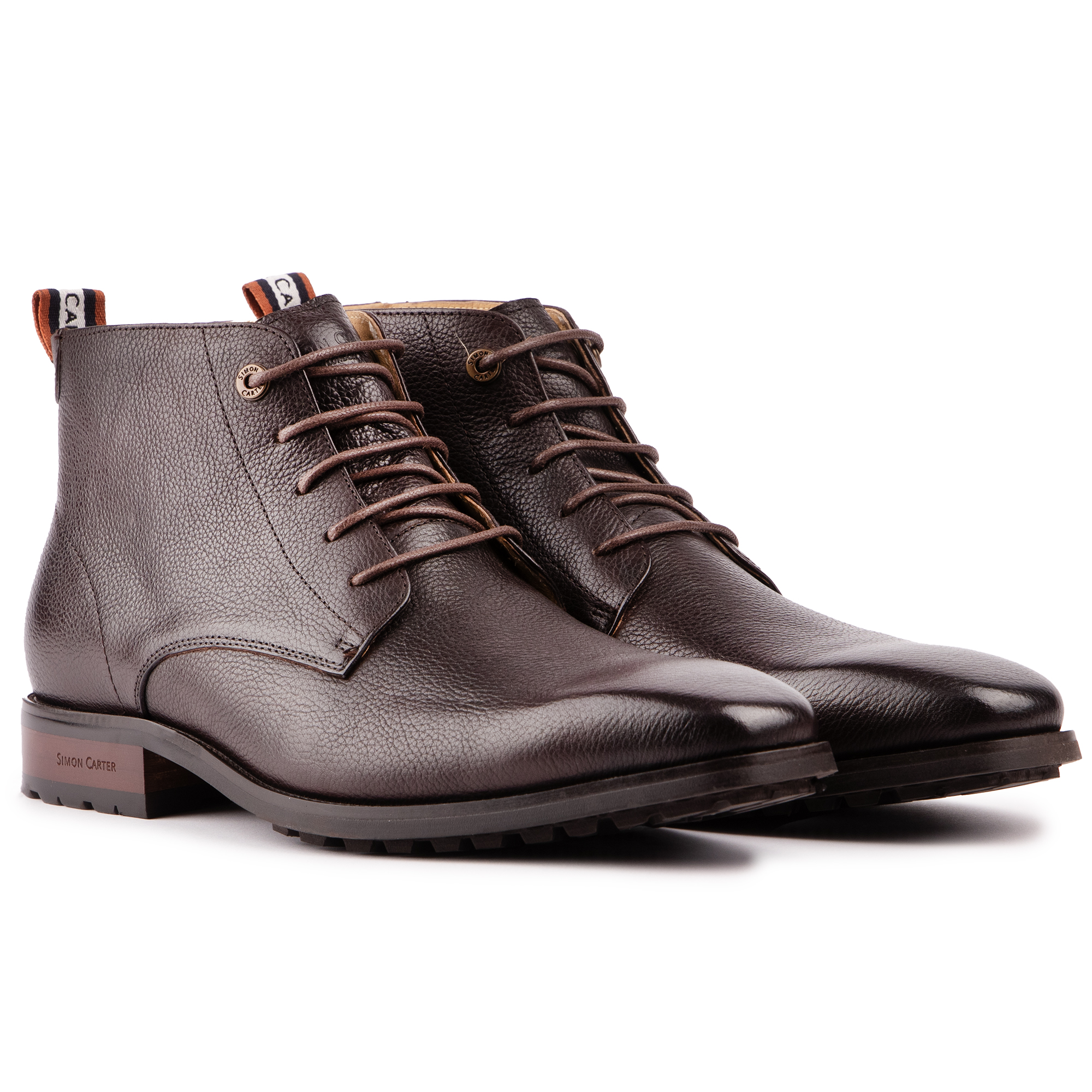 SIMON CARTER Mens Daisy Lace Up Ankle Boots Brown