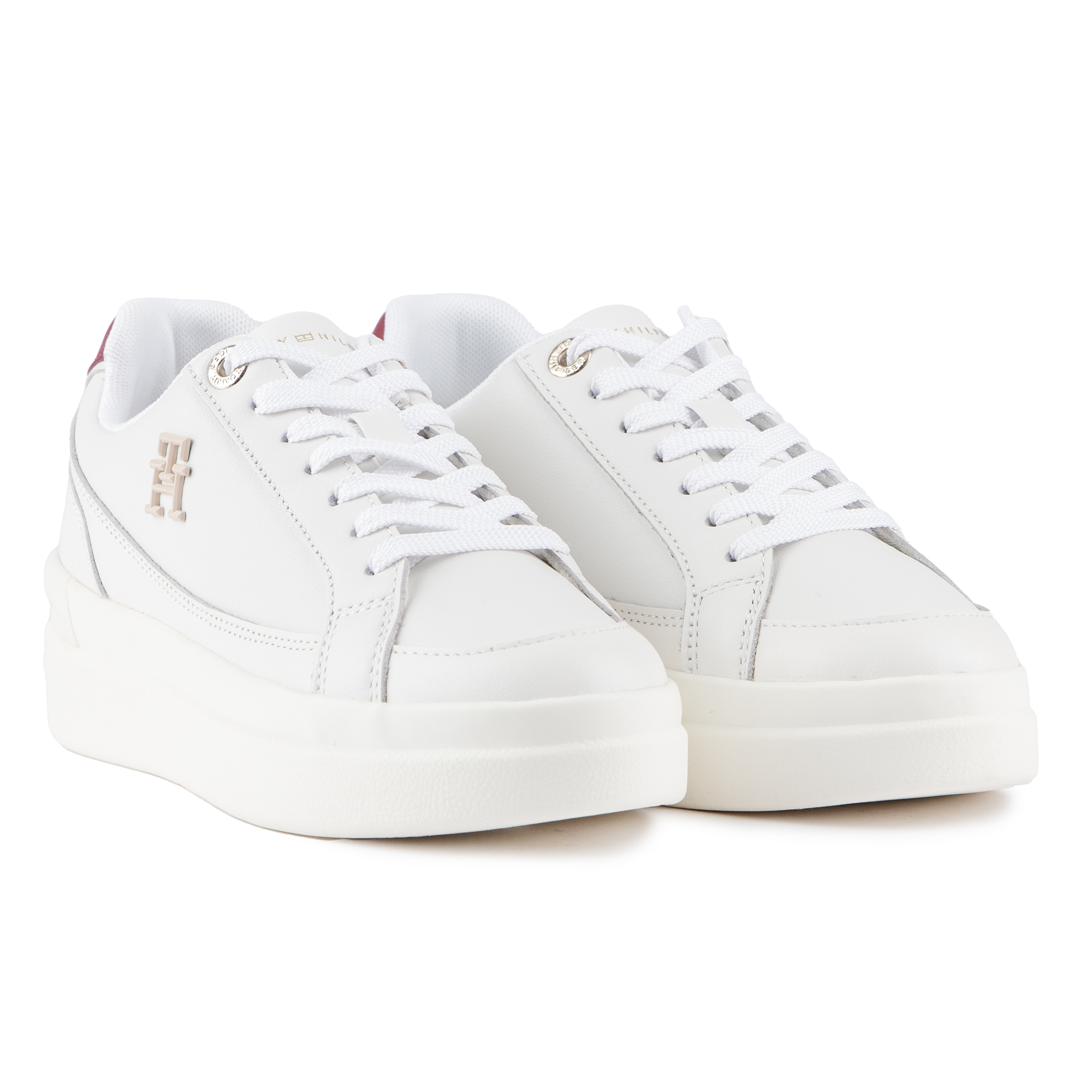 TOMMY HILFIGER Womens Elevated Court Trainers White